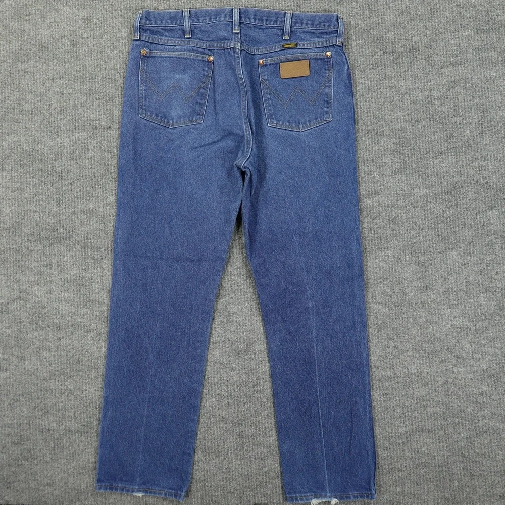 Wrangler 13MWZ Jeans Mens 36x32 Blue Regular Fit Straight Leg Denim Medium Wash